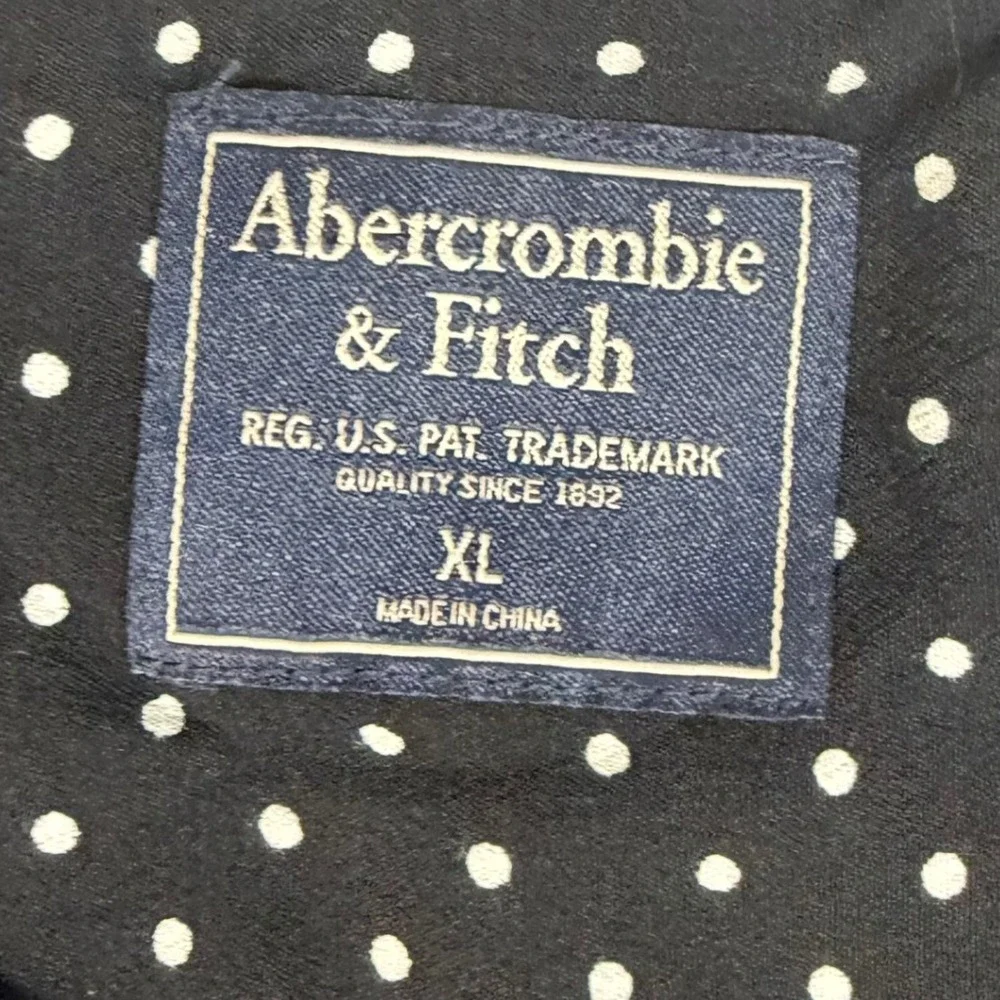 A&F Womens‎ XL Black Polka Dot Knot Button Up Blouse Top Retro Office Business - Picture 6 of 8